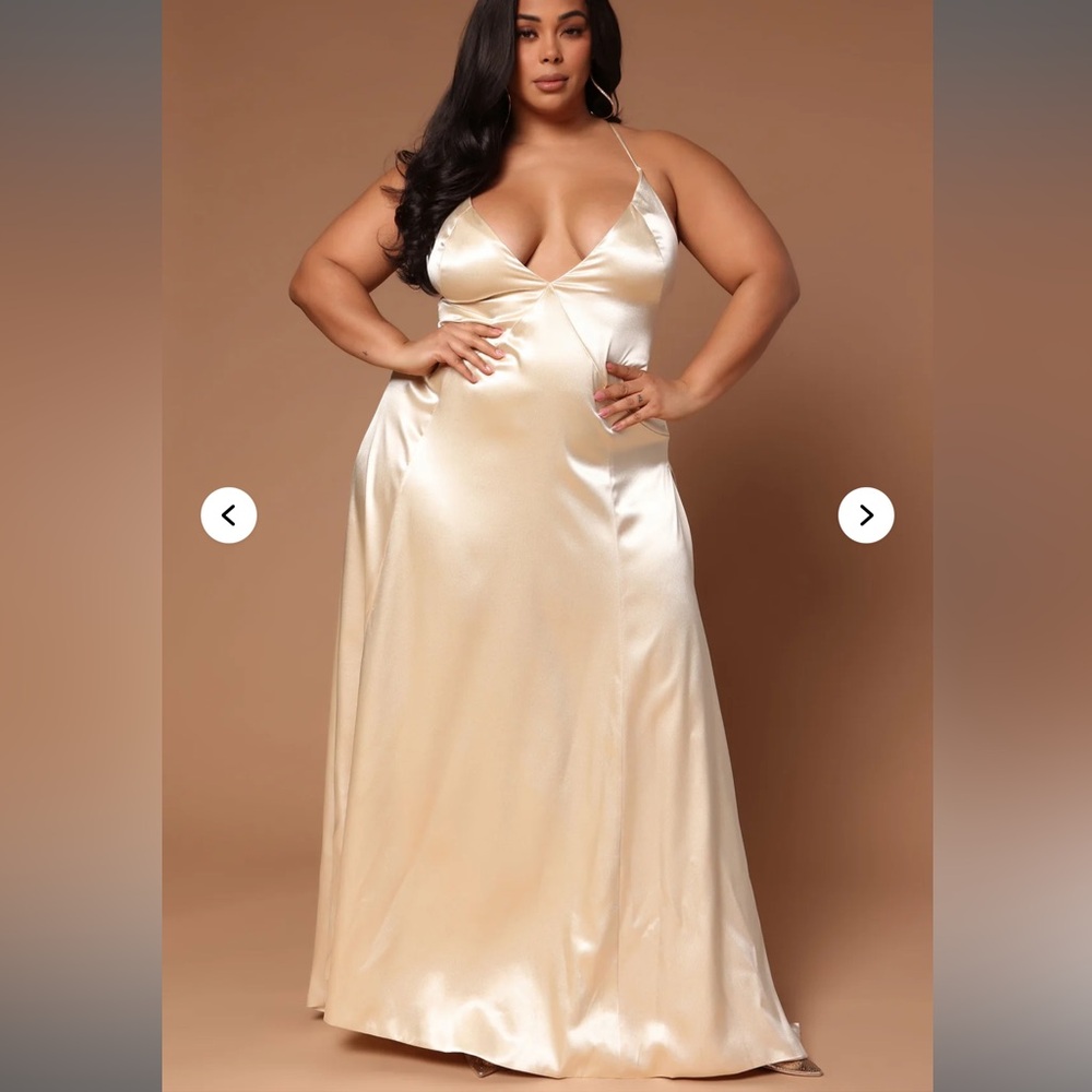 Fashion Nova l NWT Sierra High Slit Maxi Dress - Champagne 1X - Picture 1 of 11